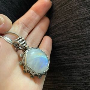Rainbow Moonstone Pendant Necklace